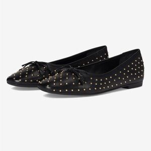 Like New. SCHUTZ Arissa Black Flats with Gold Studs. Size 8.5.